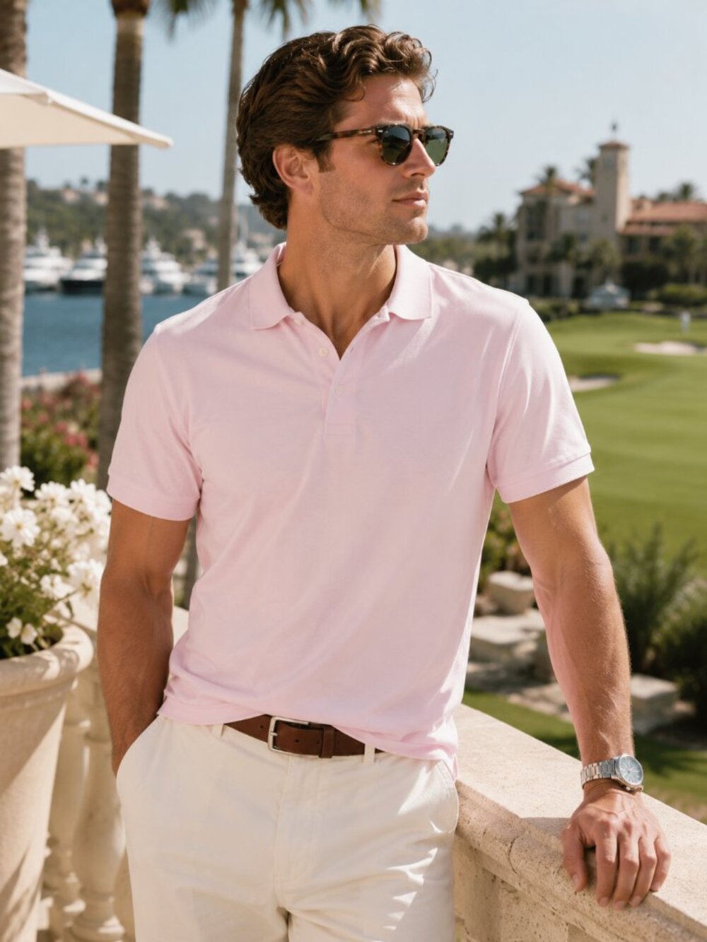 GAP Pink Stretch Pique Polo Shirt Men's Large Golfcore Old Money Coastal Resort